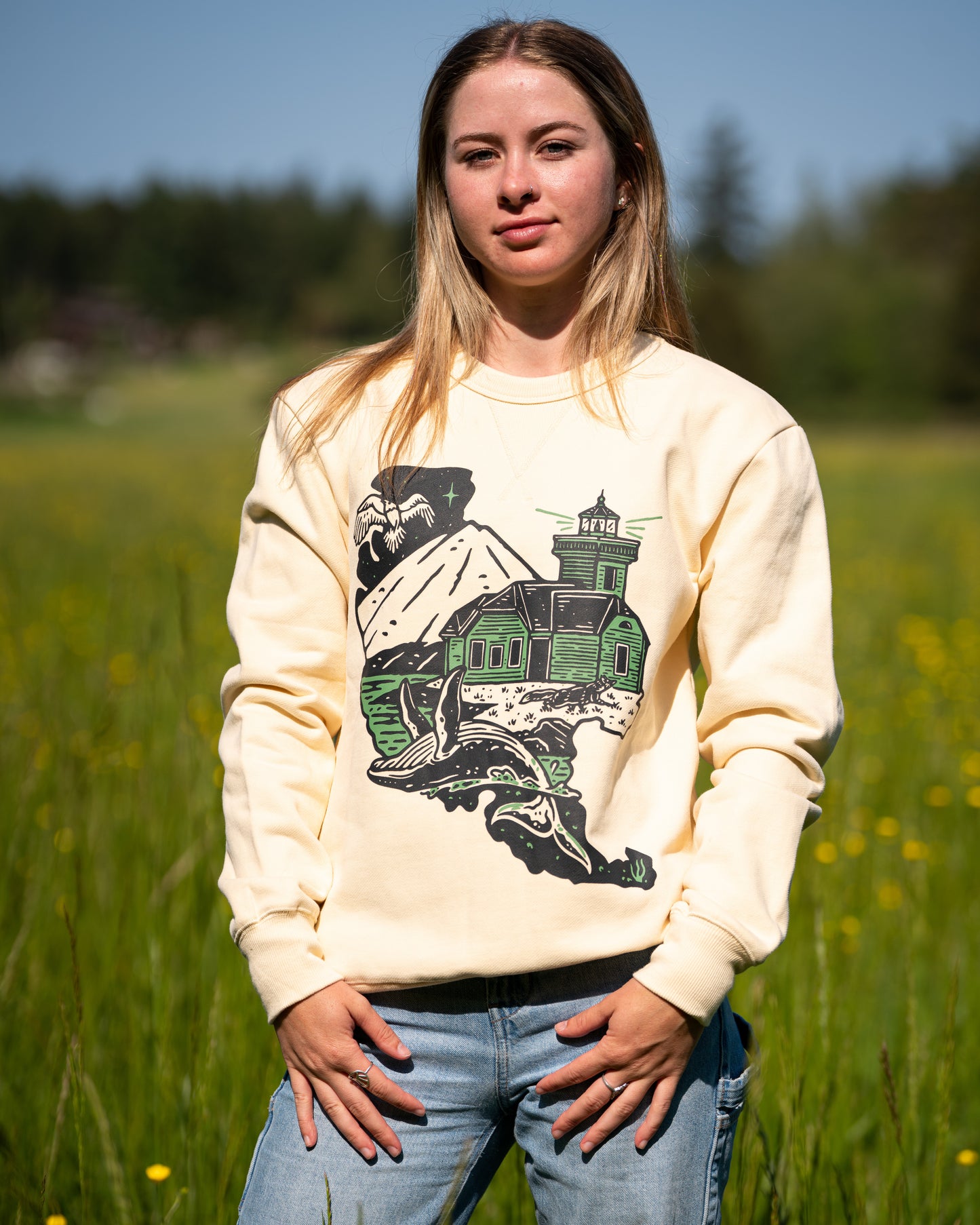 Abstract Island Sweatshirt - Cream